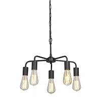 Люстра подвесная V4166-1/5 Vitaluce без плафона на 5 ламп, основание чёрное в стиле лофт Люстра подвесная V4166-1/5 Vitaluce без плафона на 5 ламп, основание чёрное в стиле лофт